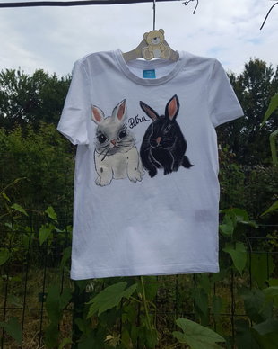 Tricou copii, pictat manual/tricou pictat cu iepurasi