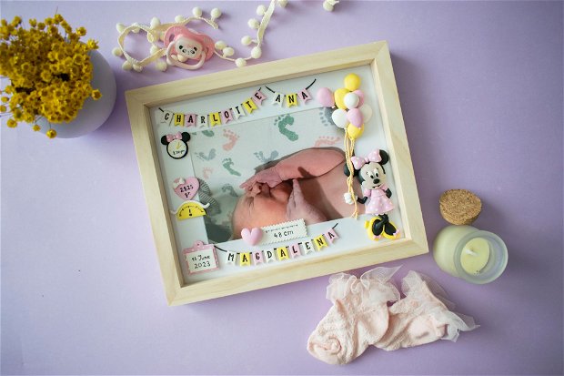 Ramă nou-născut My Sweet Minnie | Ramă personalizată handmade |