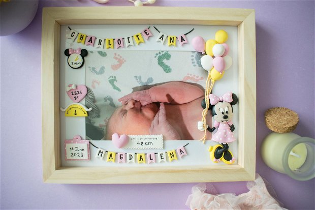 Ramă nou-născut My Sweet Minnie | Ramă personalizată handmade |