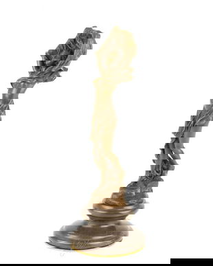 Dansatoare cu esarfa - statueta din bronz pe soclu din marmura