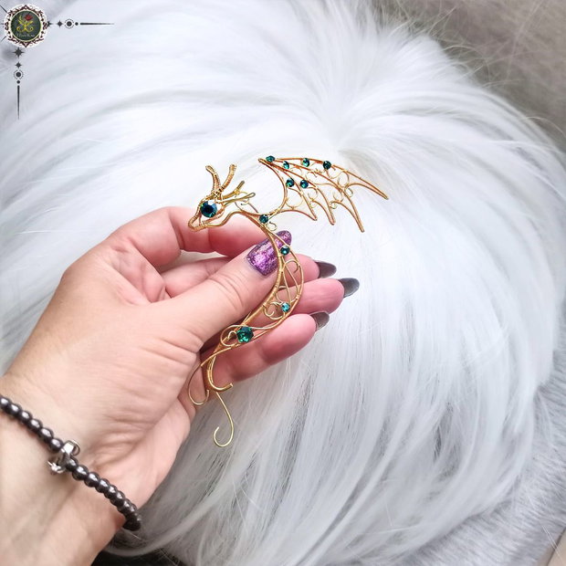 Cercel ear wrap Golden Dragon