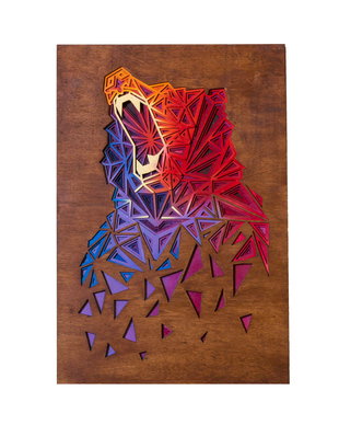 Tablou urs din lemn 6 straturi 32x58