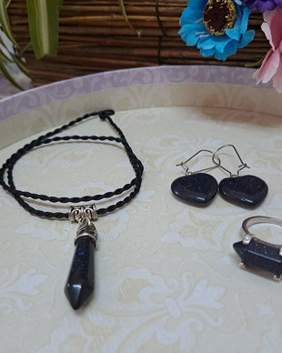 Set piatra soarelui bleumarin