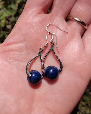 Set Lapis lazuli si Argint 925 rodiat - CE302, PA302 - Cercei lungi, cercei albastri, cercei pietre semipretioase, cadou sotie, cadou iubita, cercei cadou, pandantiv lapis lazuli, colier lapis lazuli, bijuterii cadou, cristale vindecatoare