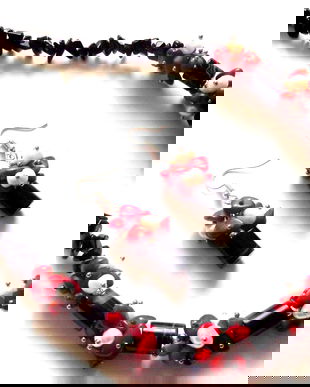 set onix ,coral si perle naturale 43123