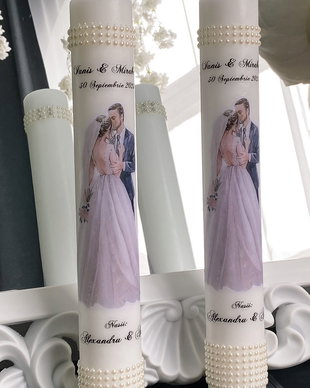 Lumanari nunta personalizate cu nume miri si nasi