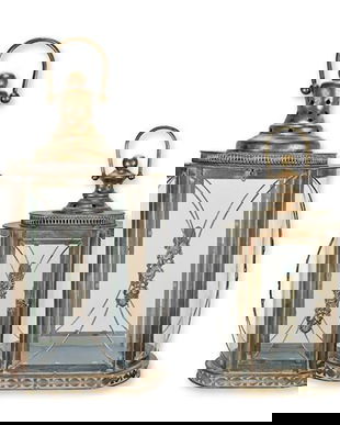 Set doua felinare din metal cu sticla