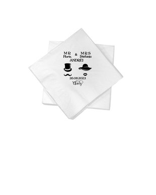 Servetele albe personalizate MR si MRS