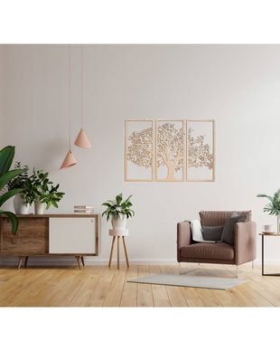 Tablou canvas din lemn in forma de copac 80x50cm
