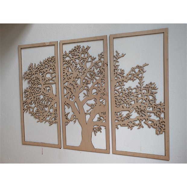 Tablou canvas din lemn in forma de copac 80x50cm