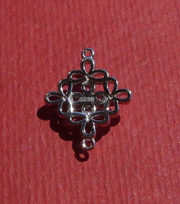 Link cu zirconii din argint .925 rodiat aprox 12x15 mm (cu anourile)