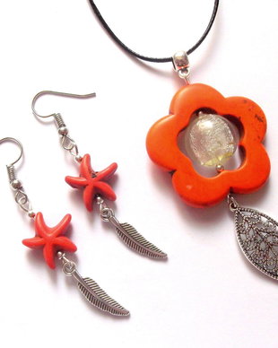 set  cu howlite portocaliu 43589
