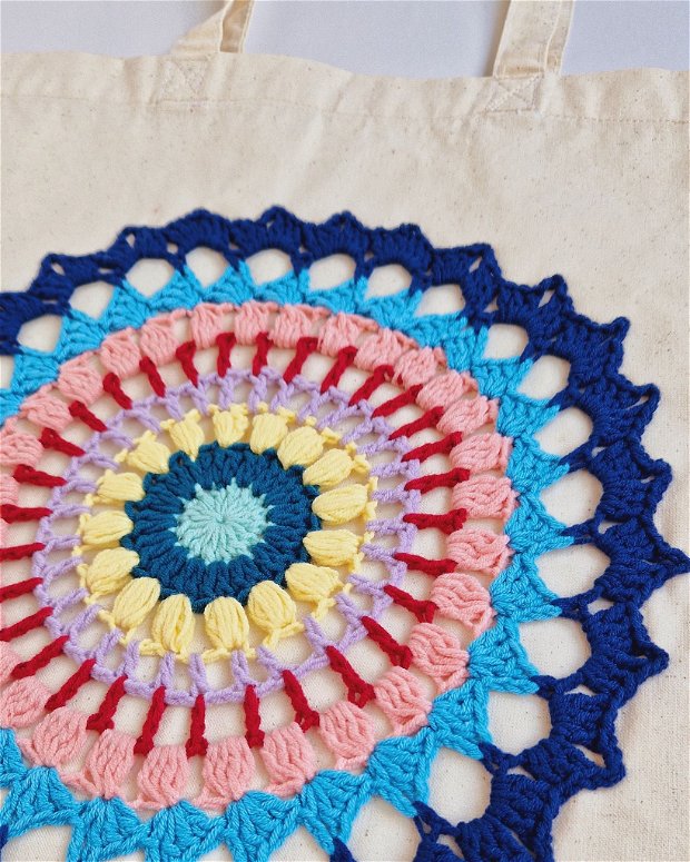Plasă bumbac Colorful Crochet Mandala
