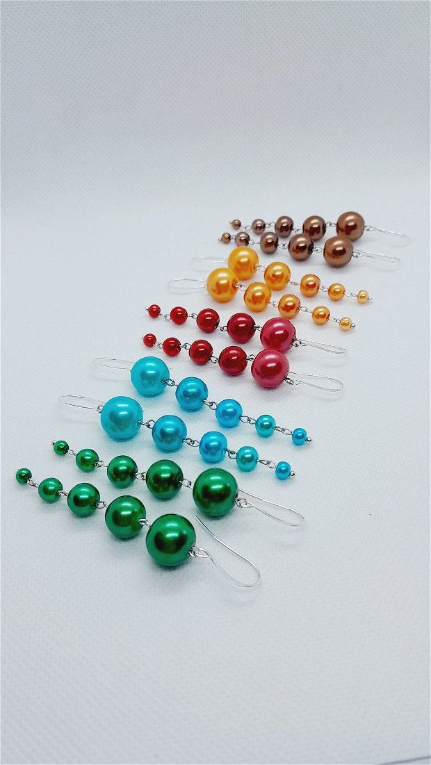 Cercei lungi din perle de sticla - diverse culori