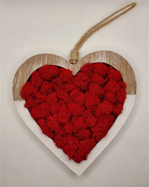 Rama in forma de inima cu licheni rosii