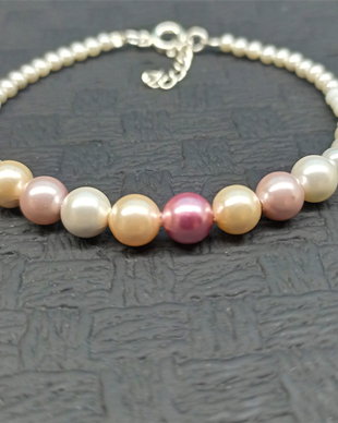 Bratara argint sidef perle scoica/sidef/mother of pearl gradient pastel clasica - Transport gratuit