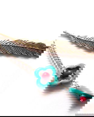 semn de carte cu coral si turcoaz 43186