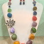 SET~HAPPY SUMMER~agate mari multicolore,accesorii argintii,zamac argintat