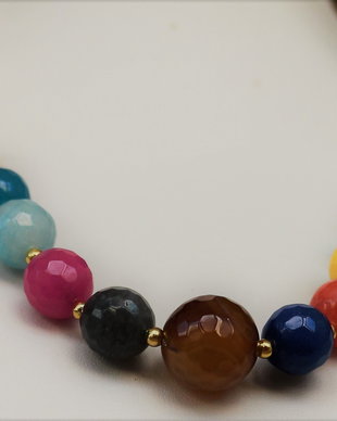 Set colier si cercei din perle de cultura din agate fatetate multicolore