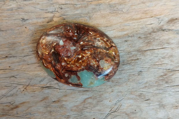 Cabochon aqua terra jasper in bronzit, 40x30x7.5 mm