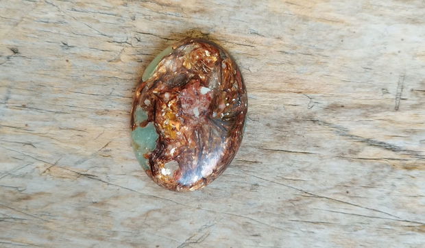 Cabochon aqua terra jasper in bronzit, 40x30x7.5 mm