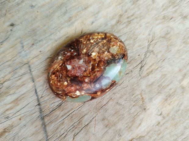 Cabochon aqua terra jasper in bronzit, 40x30x7.5 mm