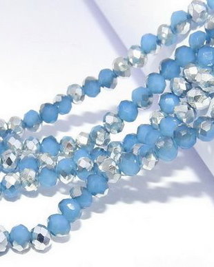 Cristale din sticla, rondelle, 4x3 mm, bleu