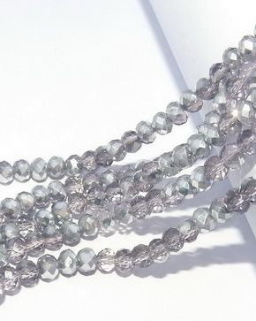Cristale din sticla, rondelle, 4x3 mm, roz