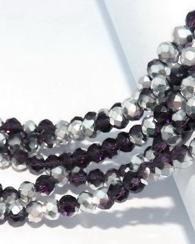 Cristale din sticla, rondelle, 4x3 mm, mov inchis