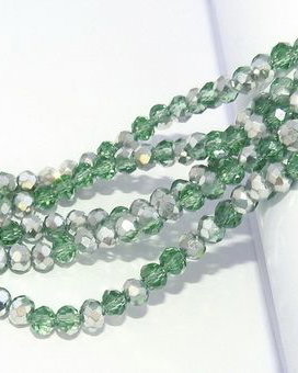 Cristale din sticla, rondelle, 4x3 mm, verzi