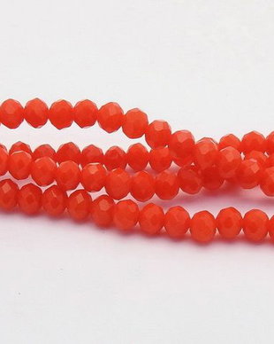 Cristale din sticla, rondelle, opace, 3.5x3 mm, rosu orange-D25