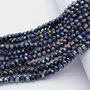 Cristale din sticla, rondelle, opace, 4x3.5 mm, AB, negre