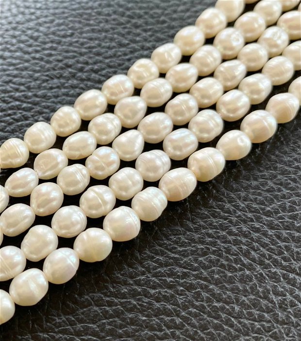 Perle de cultura ovale, culoare Seashell 4.5~5x6~6.5mm - 1 sirag