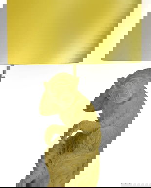 Lampa de masa cu o maimuta galbena