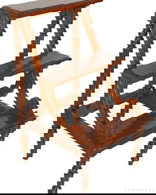 Scara biblioteca din lemn masiv mahon