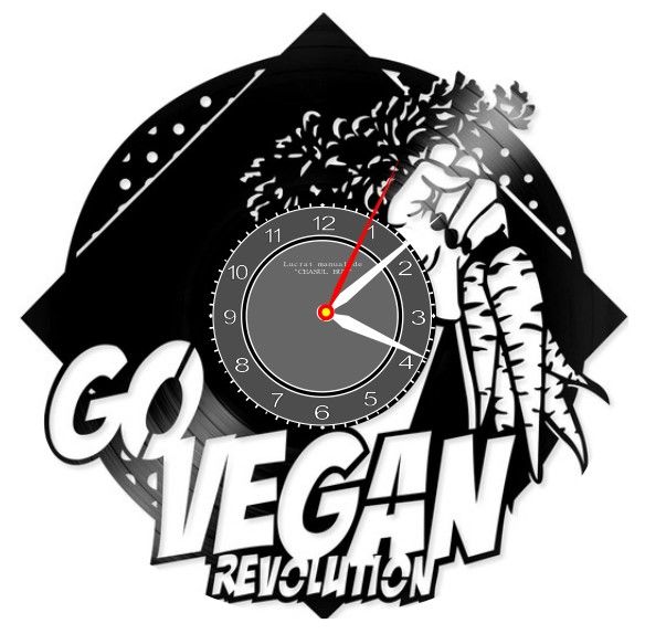 GO VEGAN!-ceas de perete
