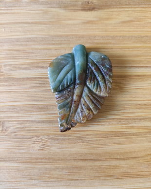 Agata indiana pandantiv - frunza - 42x31mm