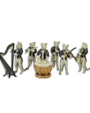 Sase pisici muzicante- statueta vieneza din bronz masiv