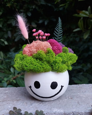 Aranjament floral, Smiley face, cu licheni stabilizati