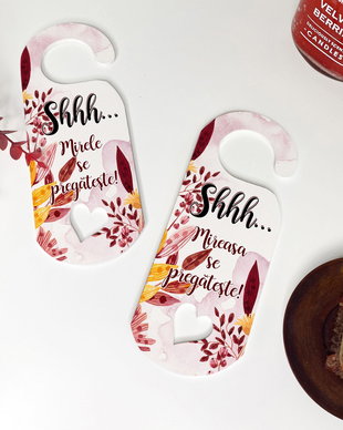 Semn de usa pentru nunta - Door Tag - Cherry Red Flowers
