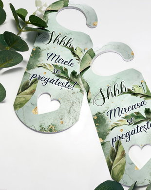 Semn de usa pentru nunta - Door Tag - Green Lovers