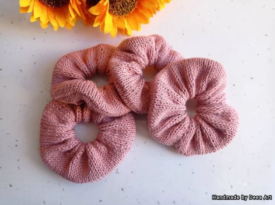 Scrunchie / Elastic de par tricotat din bumbac