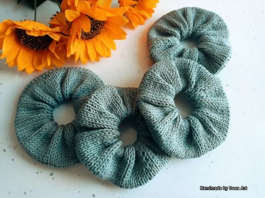 Scrunchie / Elastic de par tricotat din bumbac