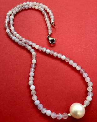 Colier CHOKER calcedonie albastra