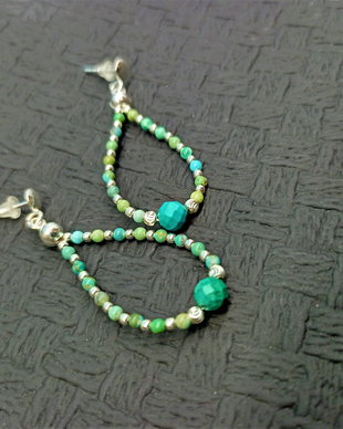 Cercei argint creole turcoaz natural Hubei/China boho chic trendy wearable- Transport gratuit