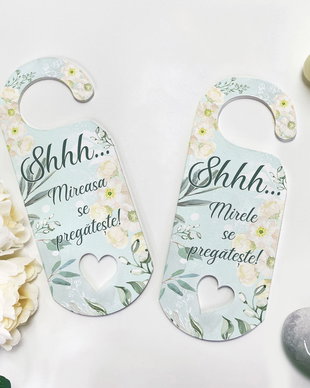 Semn de usa pentru nunta - Door Tag - White Dream