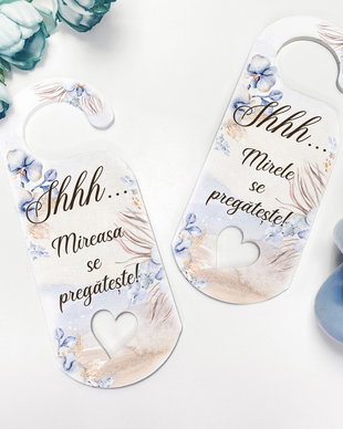 Semn de usa pentru nunta - Door Tag - She said Yes - Blue/Winter