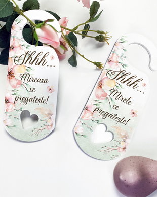 Semn de usa pentru nunta - Door Tag - She said Yes - Green/Spring