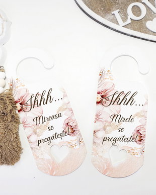 Semn de usa pentru nunta - Door Tag - She said Yes - Pink Summer/Autumn