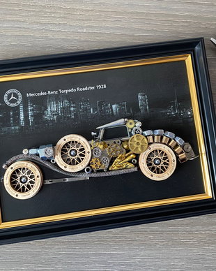 Mercedes Benz Torpedo Roadster 1928 Cod M 604, Tablou din piese si mecanisme vintage, Cadouri pentru el